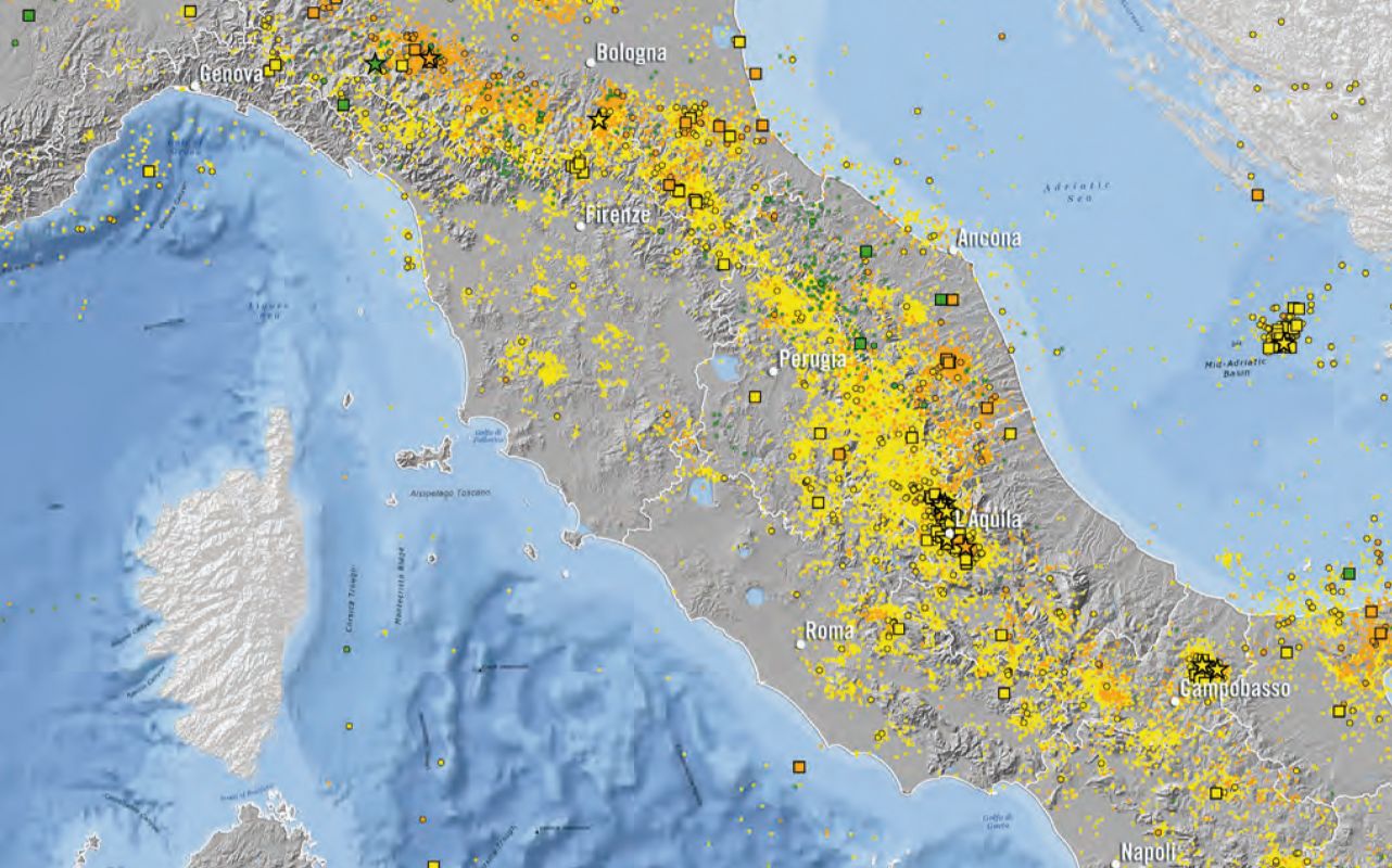 La nuova carta della sismicita' in Italia raccoglie i terremoti dal 2000 al 2012