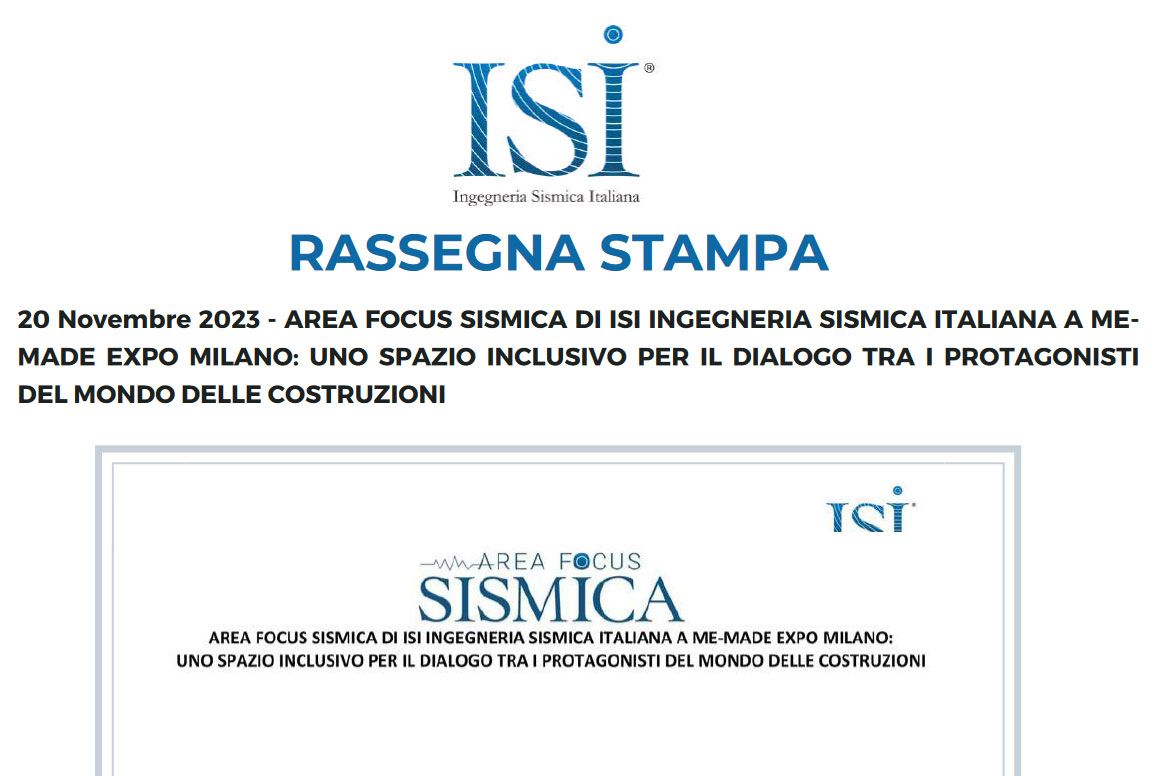 20 Nov 2023-AREA FOCUS SISMICA DI ISI INGEGNERIA SISMICA ITALIANA A ME- MADE EXPO MILANO