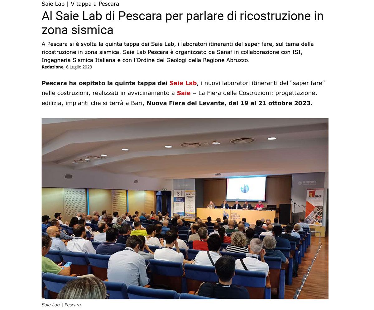 SAIE Lab Pescara - Ricostruzione in zona sismica